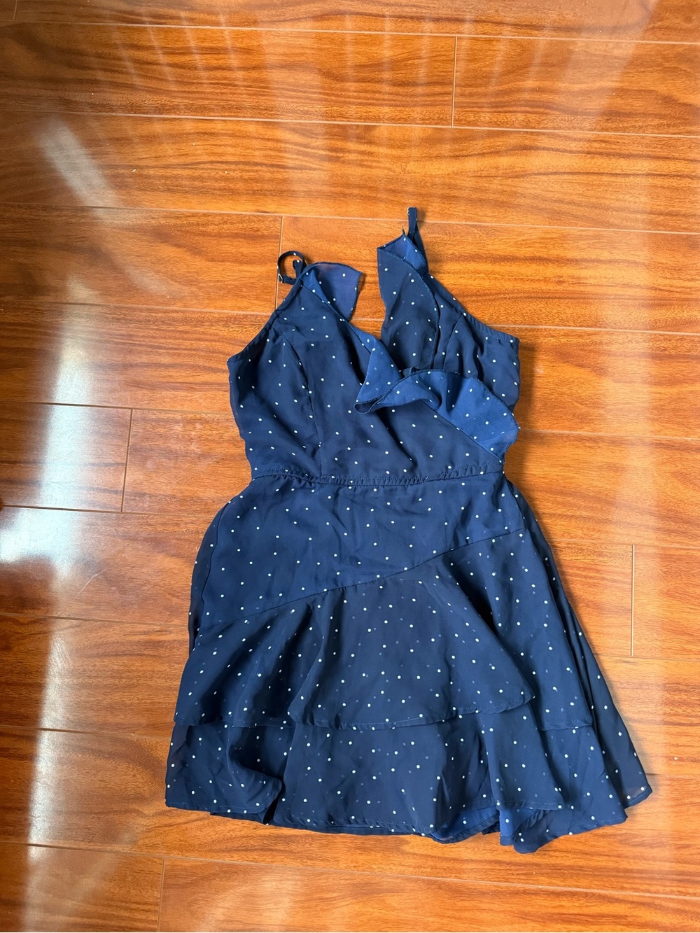 Blue polka dot romper